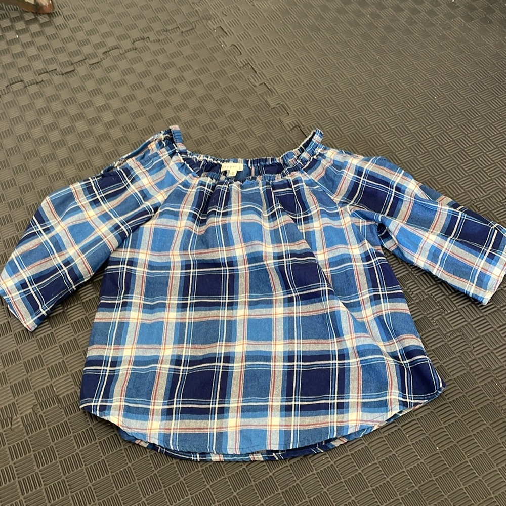 Copper Key blue checkered blouse can be off shoulder size medium